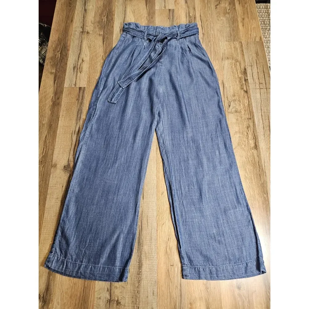 Ci Sono Chambray Wide Leg Pants Women's Size S Bohemian Tencel Coastal